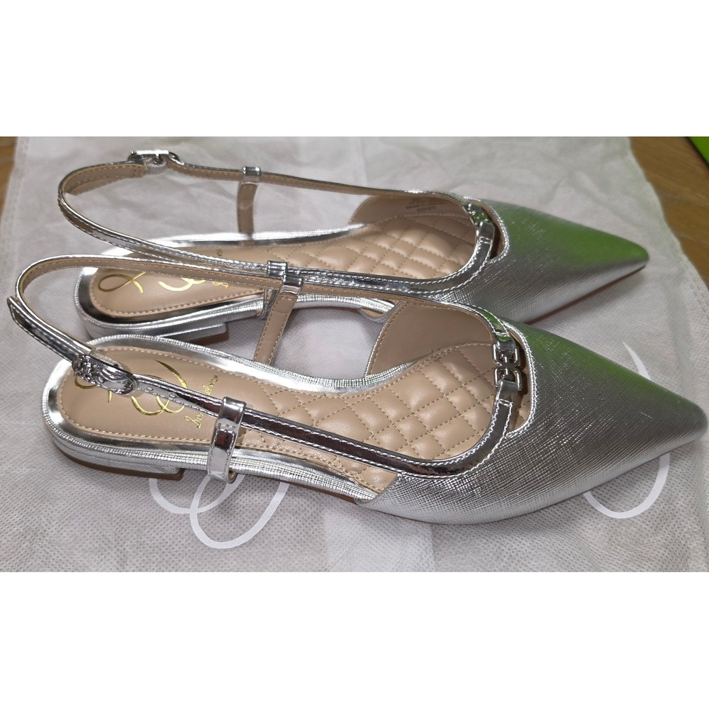 Sam Edelman Cohen Silver Metallic Slingback Pointed Toe Flats Shoes Womens 6M